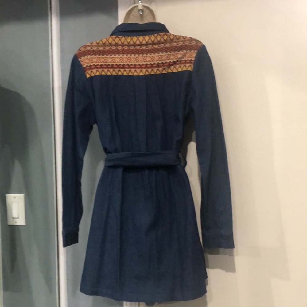 Flying Tomato Denim Aztec Shirtdress with Belt - Picture 13 of 15